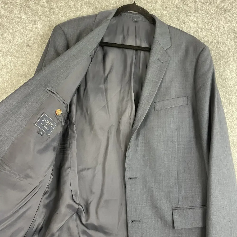 J Crew‎ Thompson Blazer Sport Coat Mens 42L Blue Wool 2 Button Preppy Career